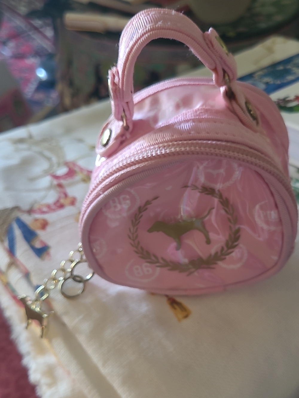 Victoria Secret Pink Mini Satchel Bag with Dog Emblem